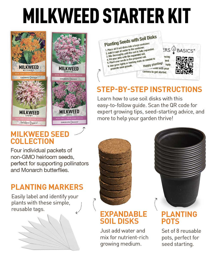 Milkweed Seeds for Monarch Butterflies – 4 Variety Seed Starter Kit