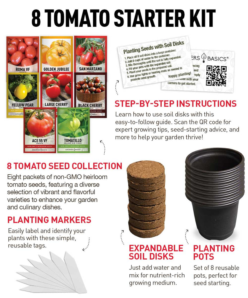 8 Tomato Seed Pack – Non-GMO Seeds for Indoor & Outdoor Gardening