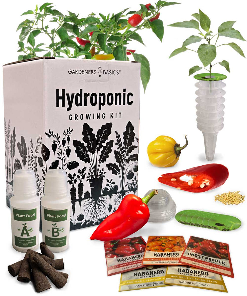 Grow Ghost & Habanero Peppers Hydroponically – 5 Variety Hot Pepper Kit