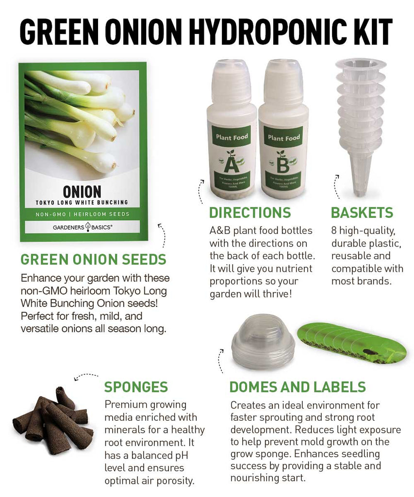 Green Onion Hydroponic Grow Kit – Easy Indoor Scallion Gardening with Non-GMO Seeds