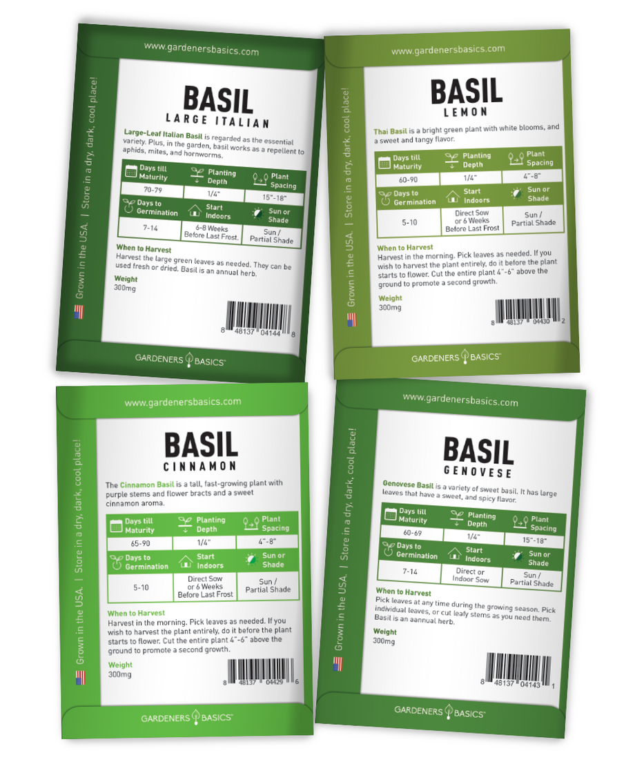 Assorted Gourmet Basil Seed Varieties 8 Variety Pack Gardeners